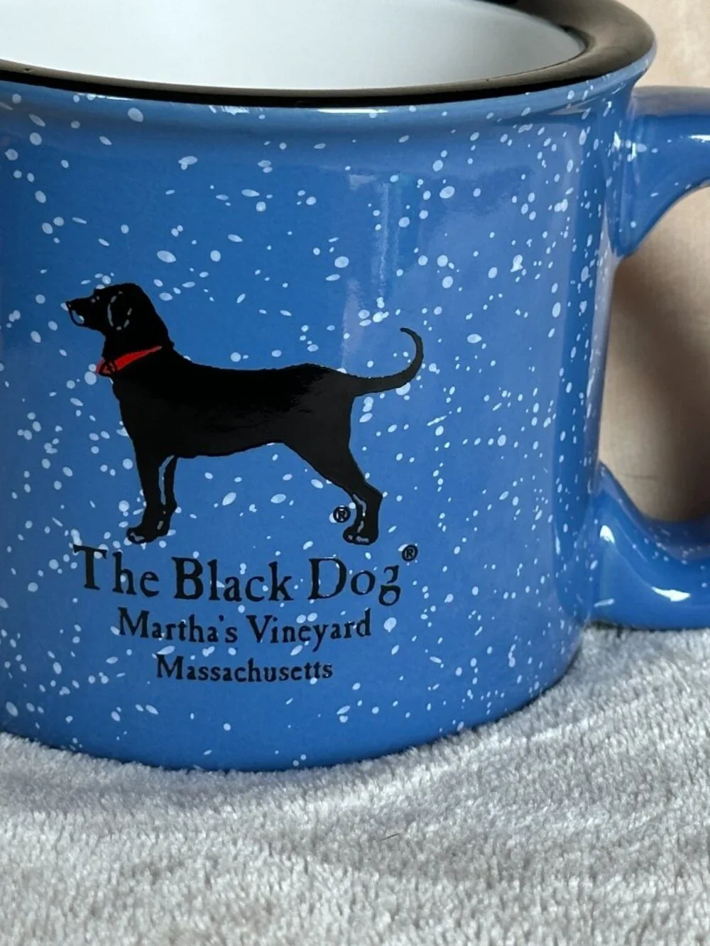 The Black Dog Tavern Campfire Mug Martha''s Vineyard Speckled Blue 12 oz EUC
